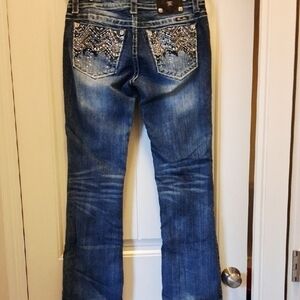 Miss Me Denim Boot Cut Jeans with Studded Pockets